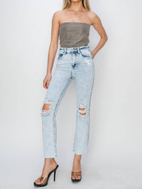 Risen - Billie High Rise Distressed Ankle Jeans
