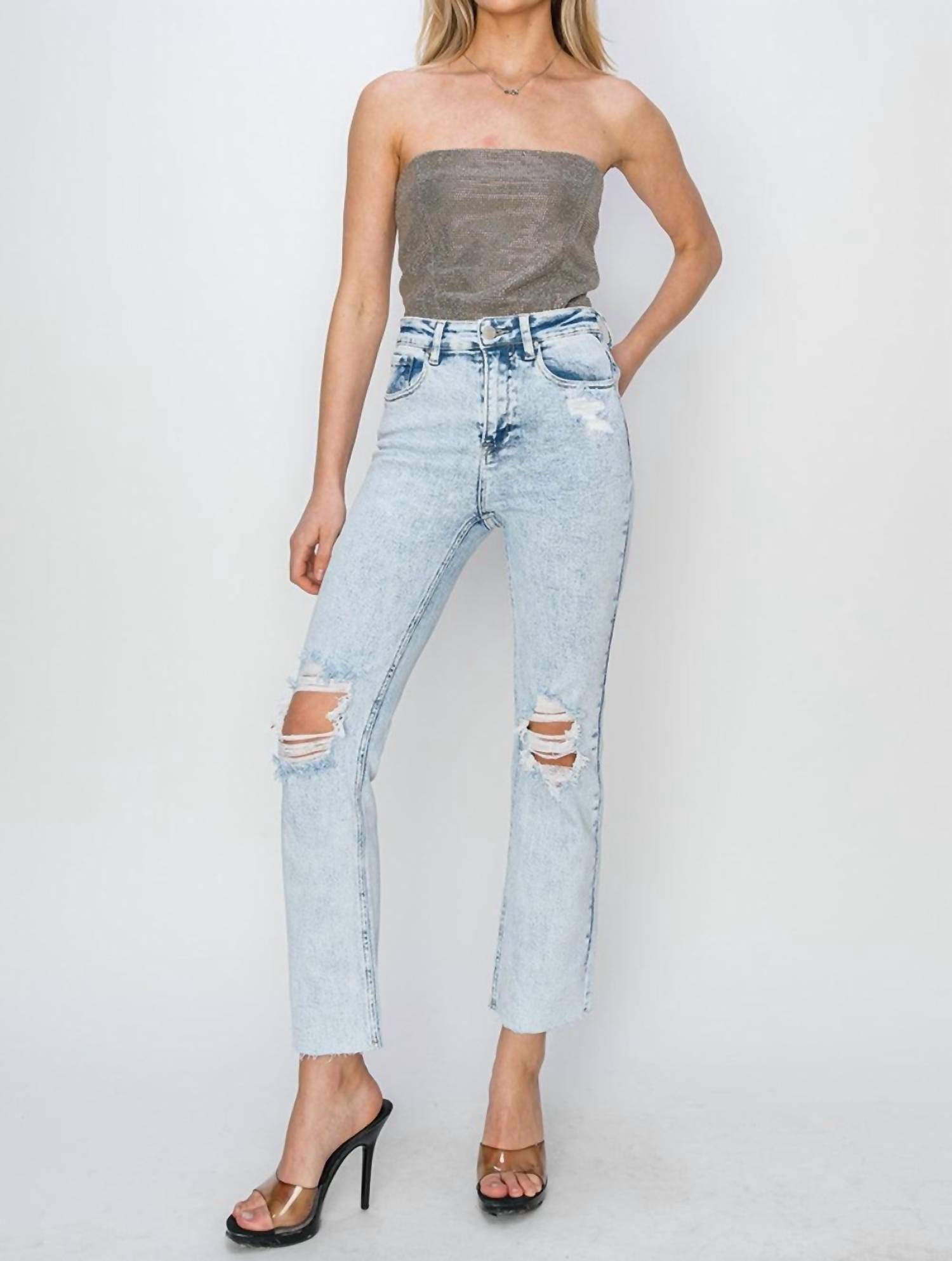 Risen - Billie High Rise Distressed Ankle Jeans