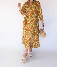 Karlie Shirt Midi Dress in desert palm - women's dress