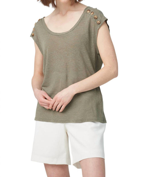 Iris Setlakwe - CAP SLEEVE BUTTON DETAIL TOP