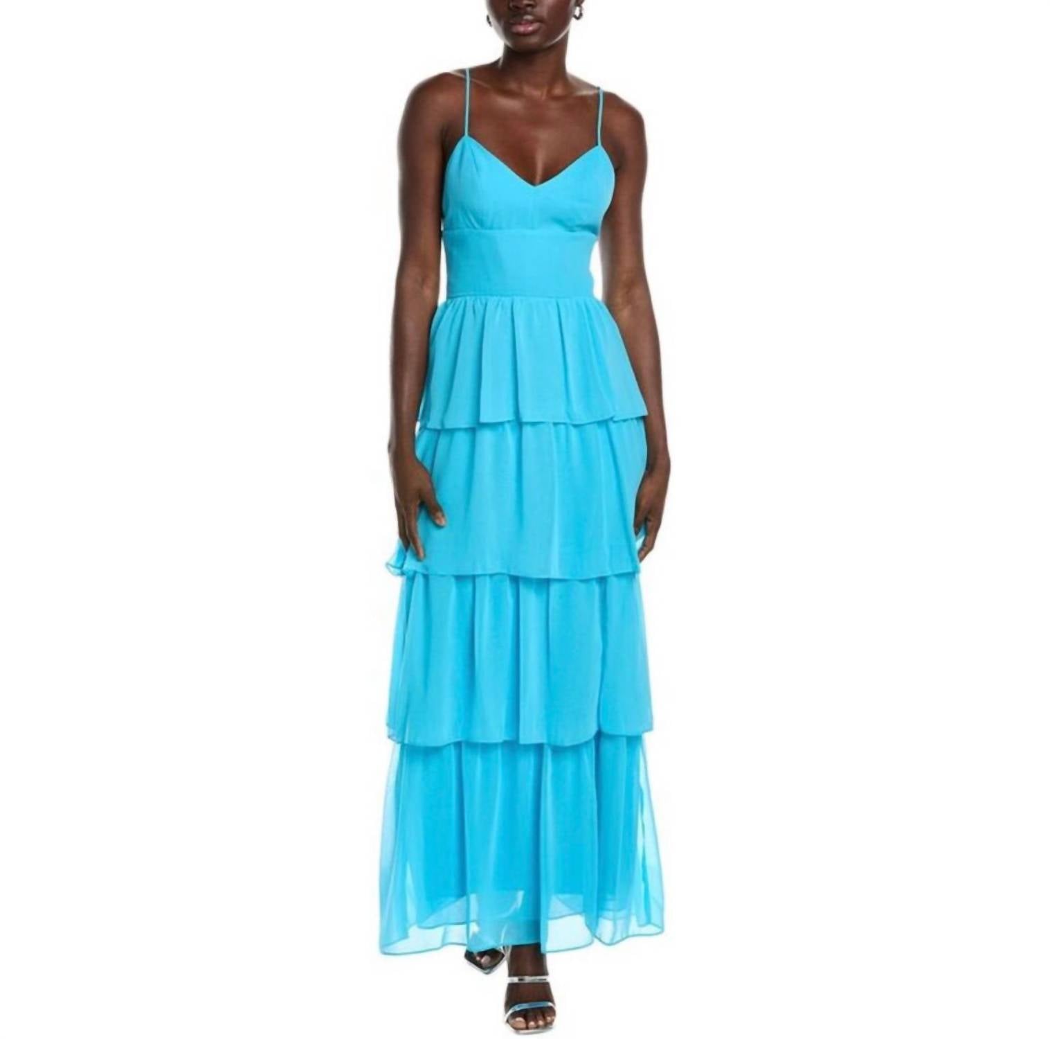 Amanda Uprichard Thaddea Maxi Dress in marina - women's dress - detail view
