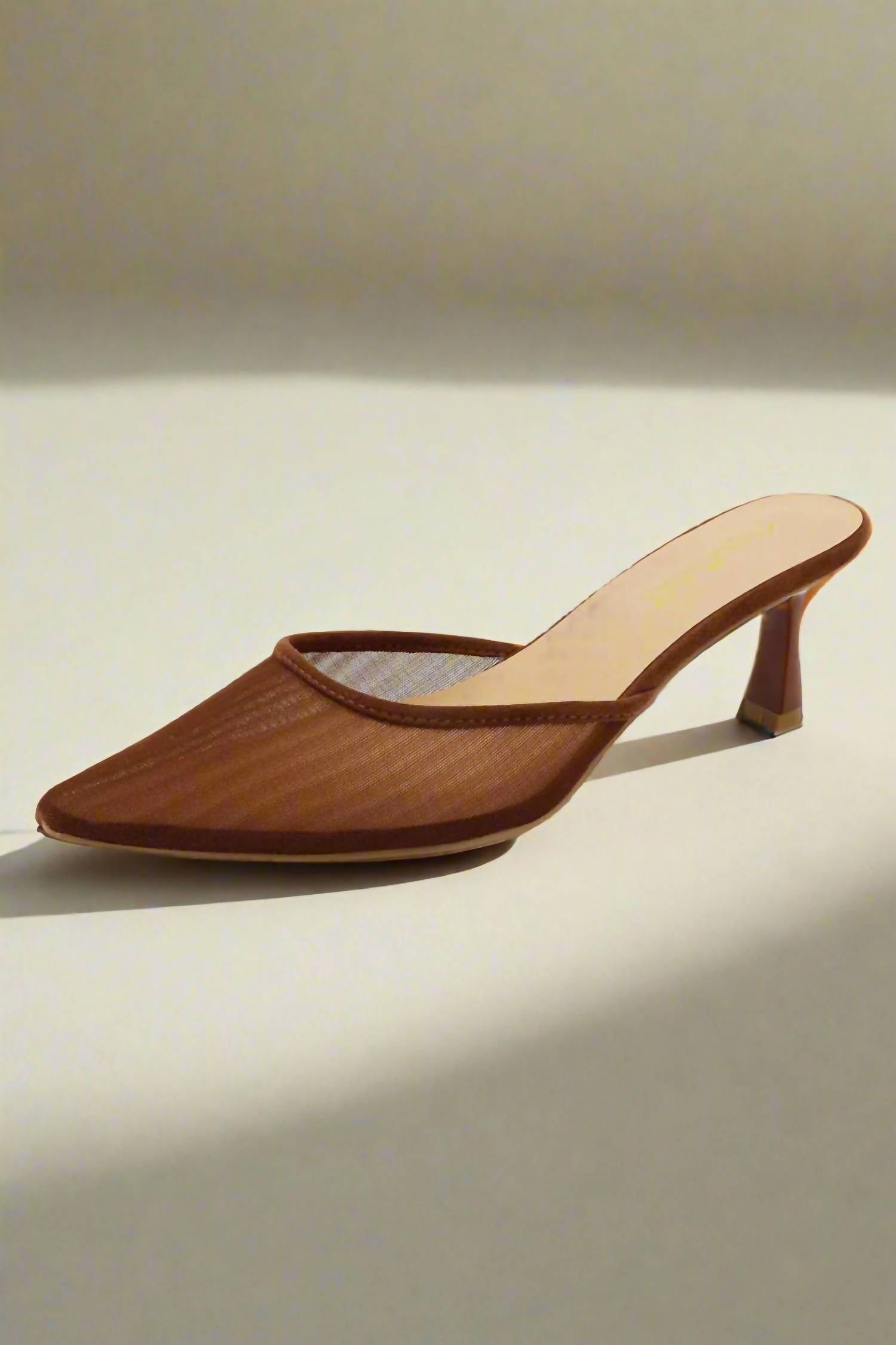 Let'S See Style - Women's Carrie Mesh Pointed Toe Kitten Heel Mule