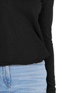 Bobi - Split V-neck Tee With Raw Cut Binding