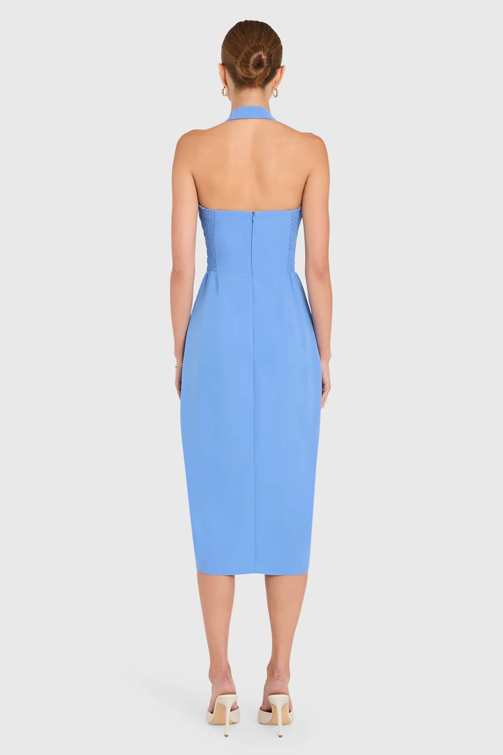 Amanda Uprichard Antonella Midi Dress in blue - women's dress - alternate view