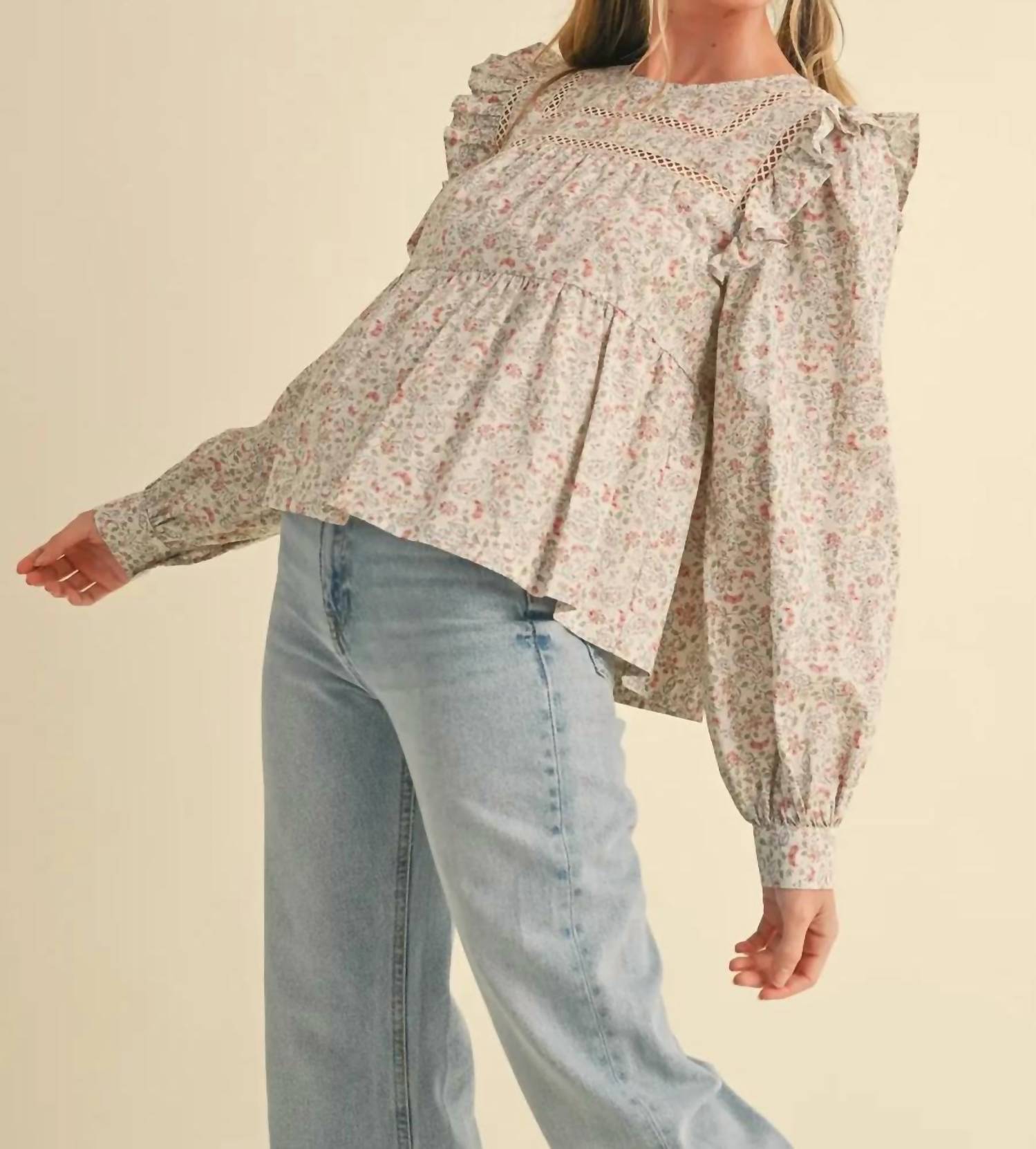 &Merci - Ruffled Puff Sleeve Top
