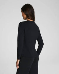 Spanx Air Essentials Long Sleeve Top in very black - women's long sleeve top - alternate view
