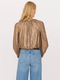SECULAR Ava Sequin Top in copper - women's blouse - detail view