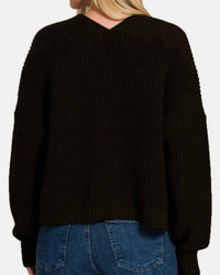 Zenana - Open Front Drop Shoulder Sweater Cardigan