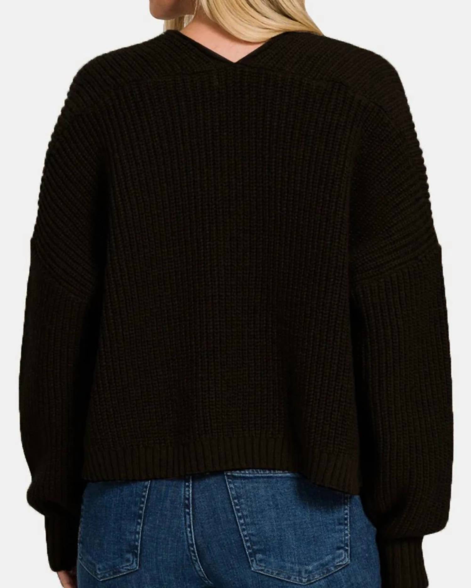 Zenana - Open Front Drop Shoulder Sweater Cardigan