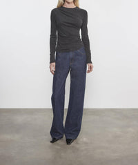 Enza Costa - CASHMERE DRAPED LONG SLEEVE CREW TOP