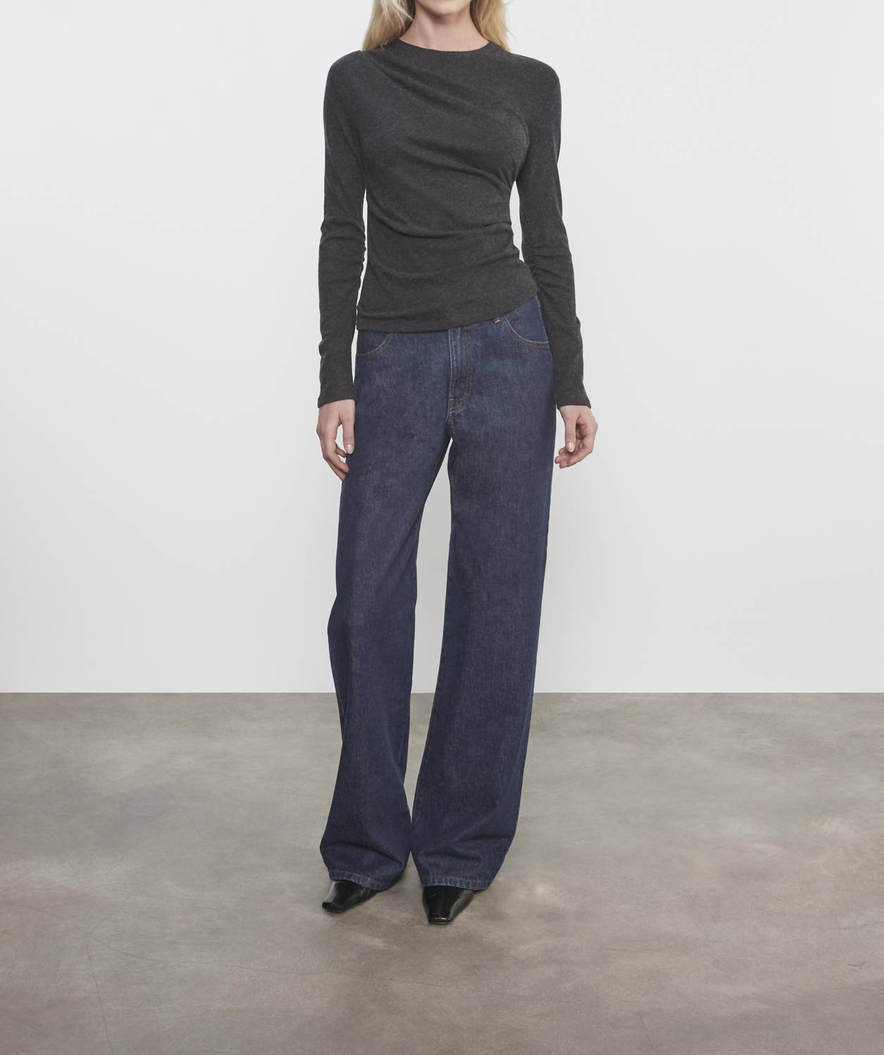 Enza Costa - CASHMERE DRAPED LONG SLEEVE CREW TOP