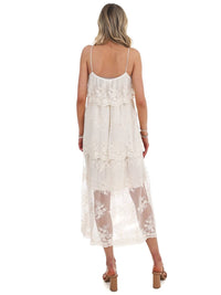 Storia - Heirloom Floral Tiered Lace Midi Dress