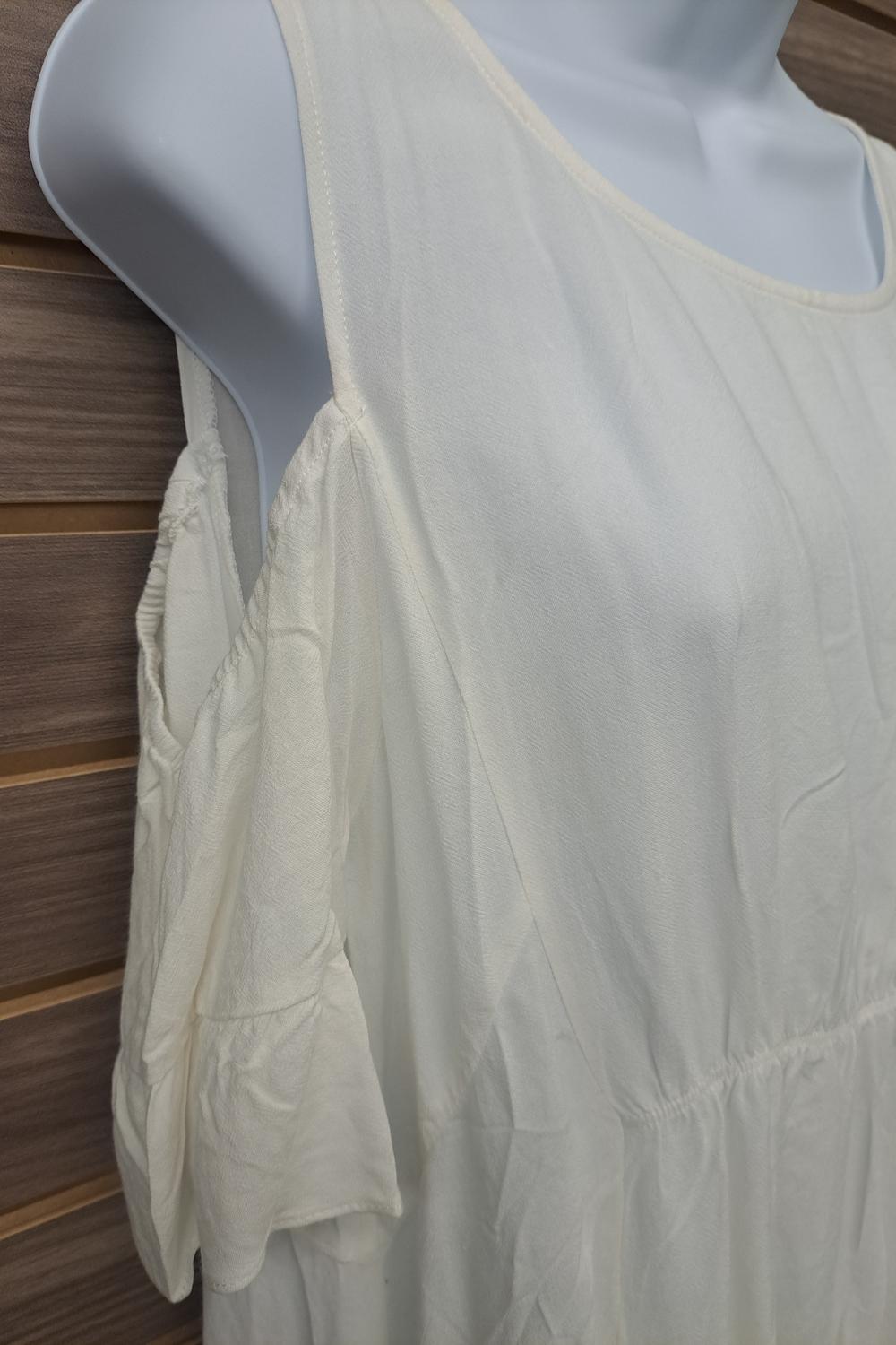 Llove - Women's Flowy Linen Cold Shoulder Pull Over Blouse