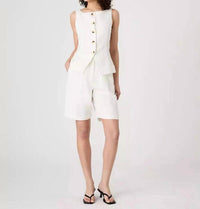 FRENCH CONNECTION Birdie Linen Bermuda Shorts in summer white - women's shorts