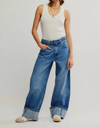 Free People East Bay cuffed Jean in med wash - women's jeans - view 4
