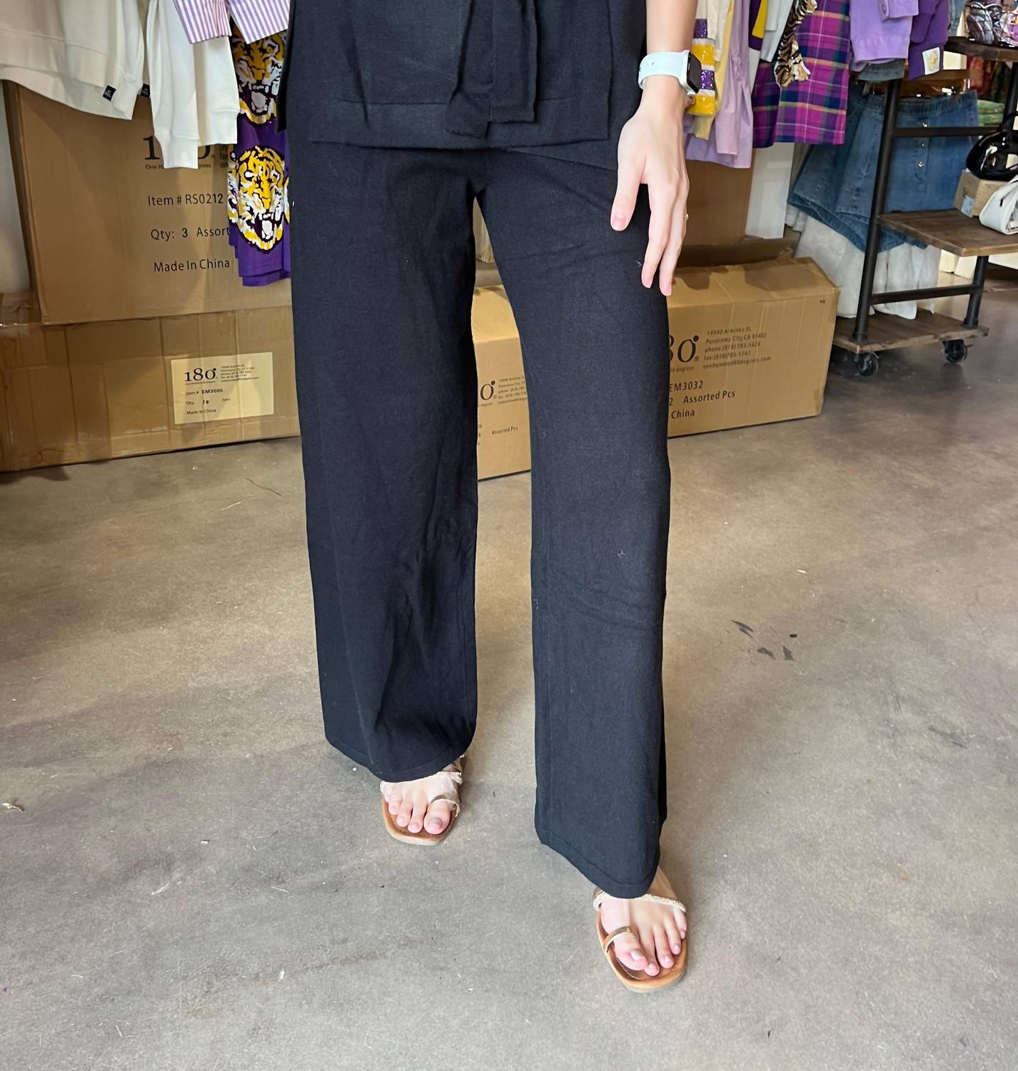 PINCH Wide Leg Sweater Pants in black - women's pants