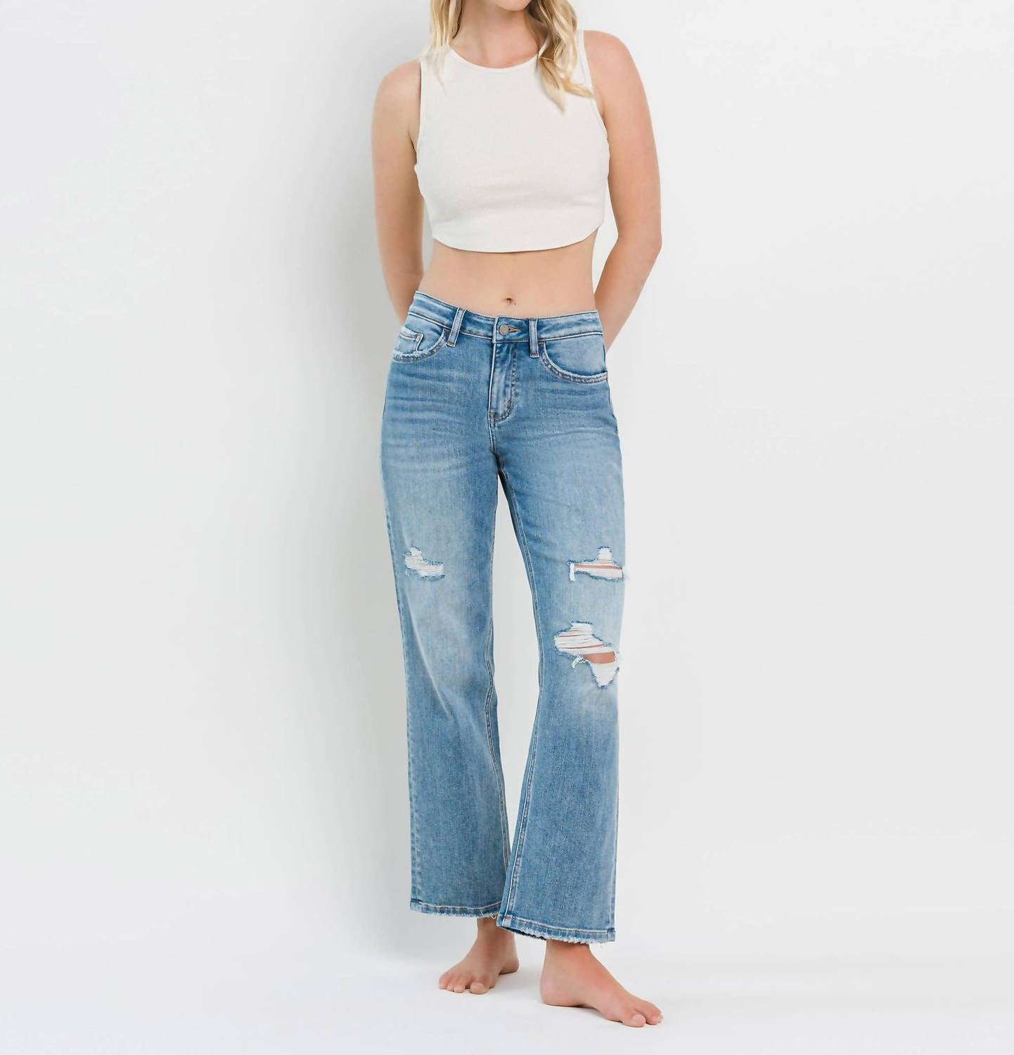 Vervet By Flying Monkey - Distressed Straight Leg Jeans