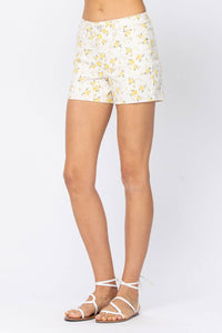 Judy Blue - Mid-rise Flower Print Shorts