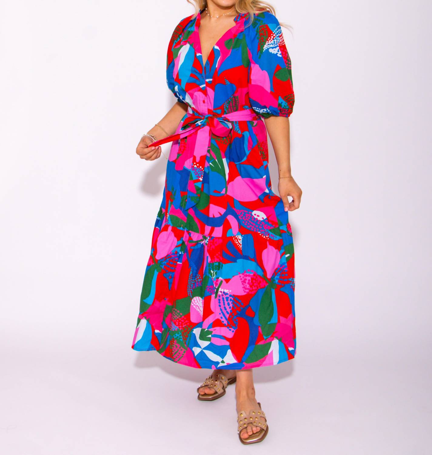 Sugarlips - Women's Wildflower Button Down Midi Dress