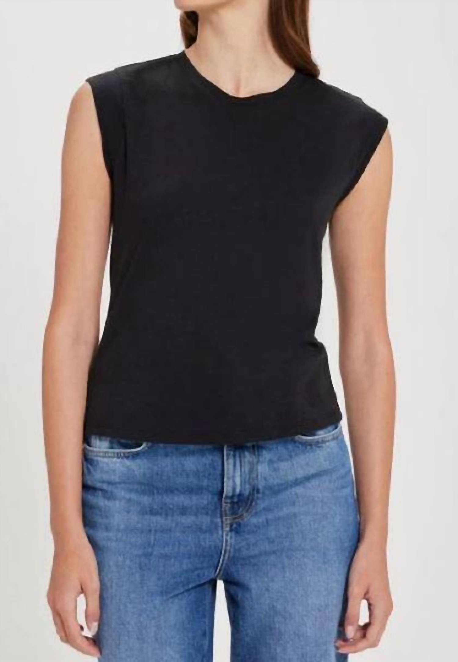 GOLDIE Organic Cotton Cap Sleeve Tee in black - women's t-shirt