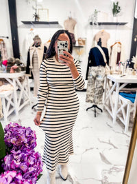 Hyfve - Women's Come And See Striped Sweater Dress