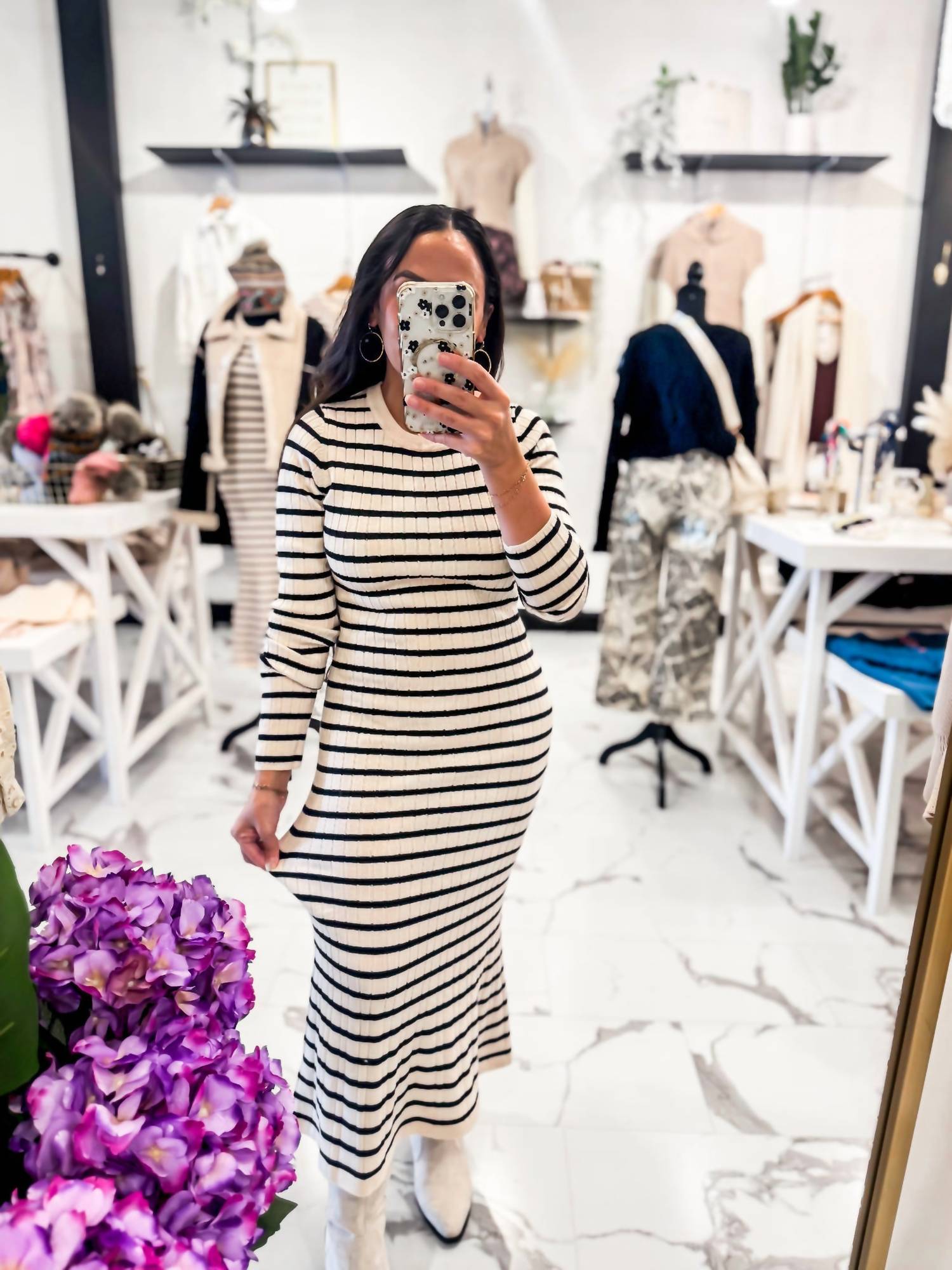 Hyfve - Women's Come And See Striped Sweater Dress