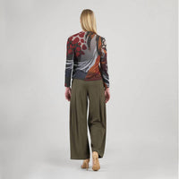 Clara Sun Woo Multi Media Print Drape Neck Sweater in abstract harvest - women's blouse - view 4