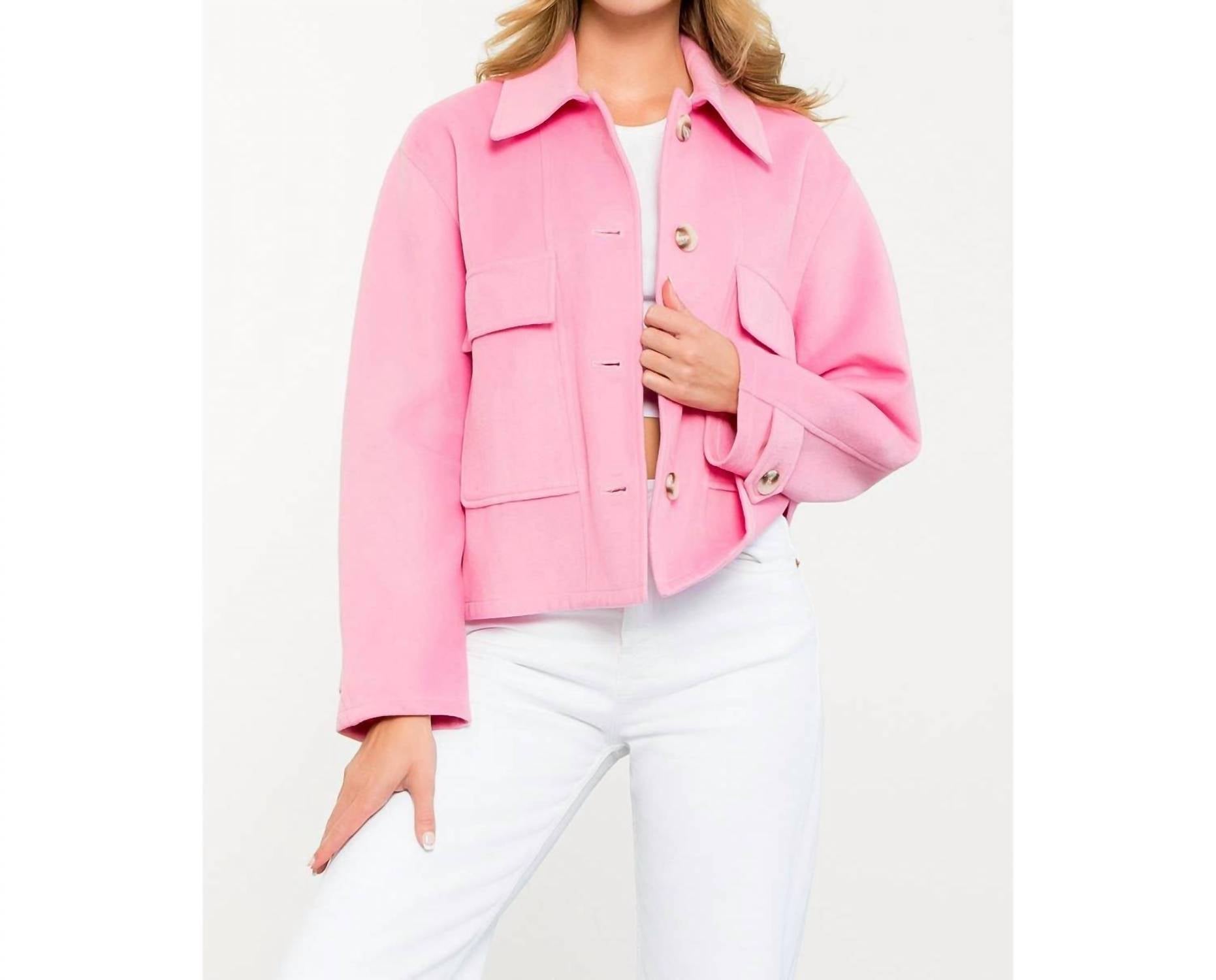 THML Button Up Jacket in pink - women's jacket