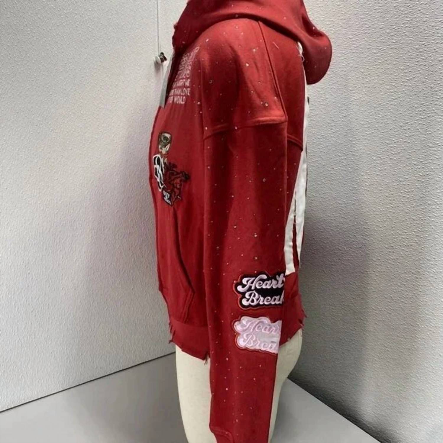Resilient Studios Men's Rhinestone Zip Sweatshirt Jacket in red - men's shirt - view 7