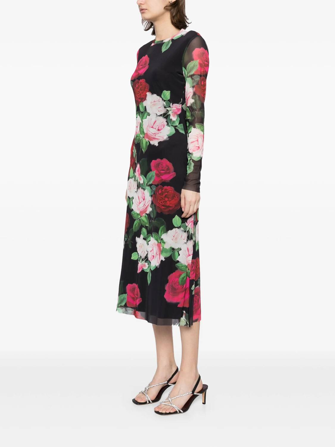 Johnny Was Lolia Mesh Midi Dress in maria rosa - women's dress - detail view