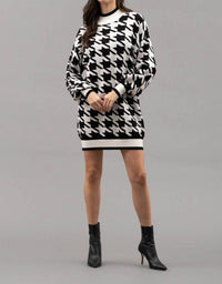 Blu Pepper - Mockneck Houndstooth Sweater Dress