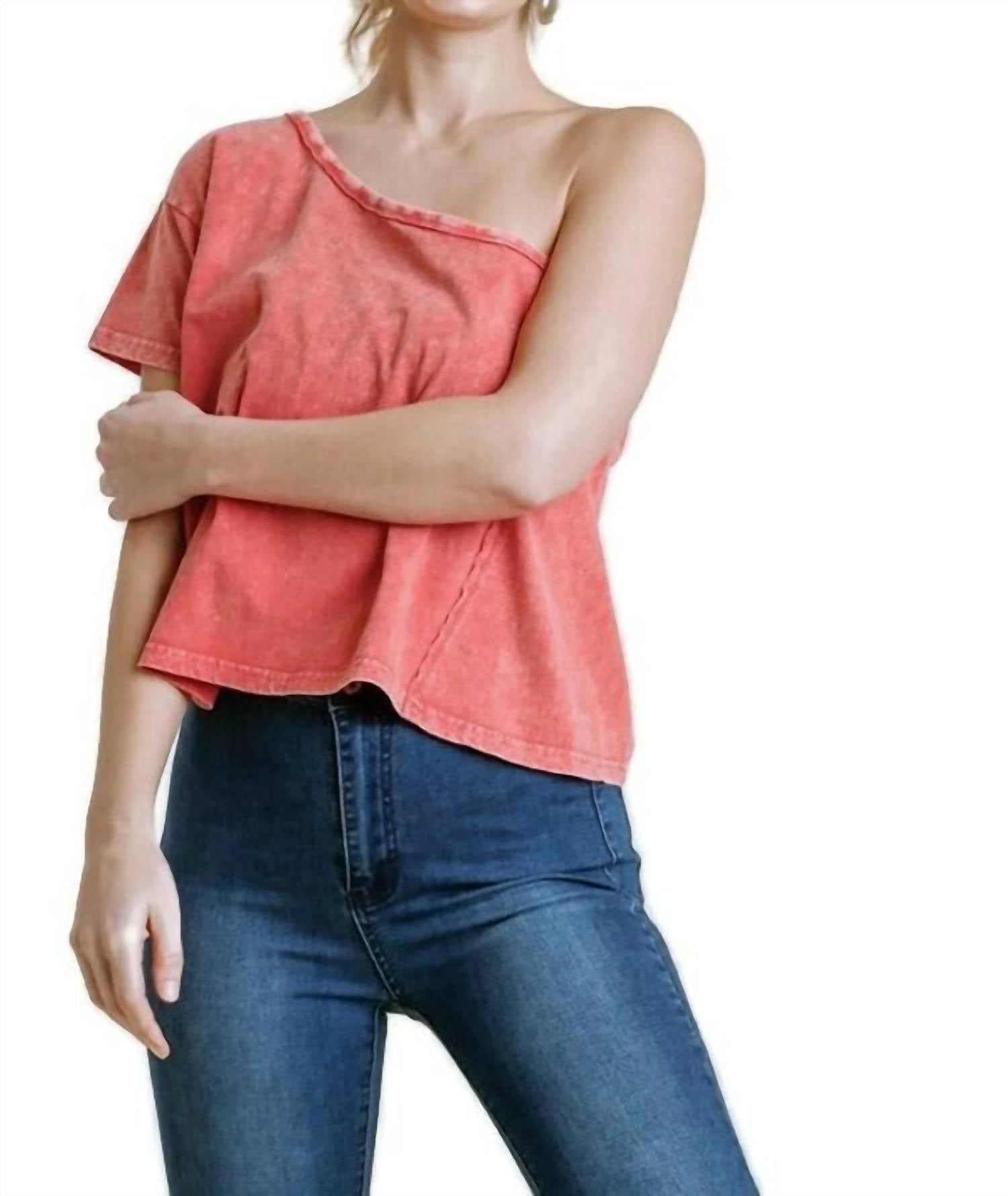 Umgee - Vintage Washed One Shoulder Top