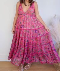 NIBI MTK Vera Maxi Dress in jaya pink - women's dress - detail view