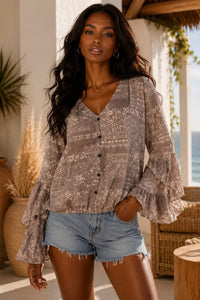 Surelymine - Vintage Ruffle Sleeve Blouse