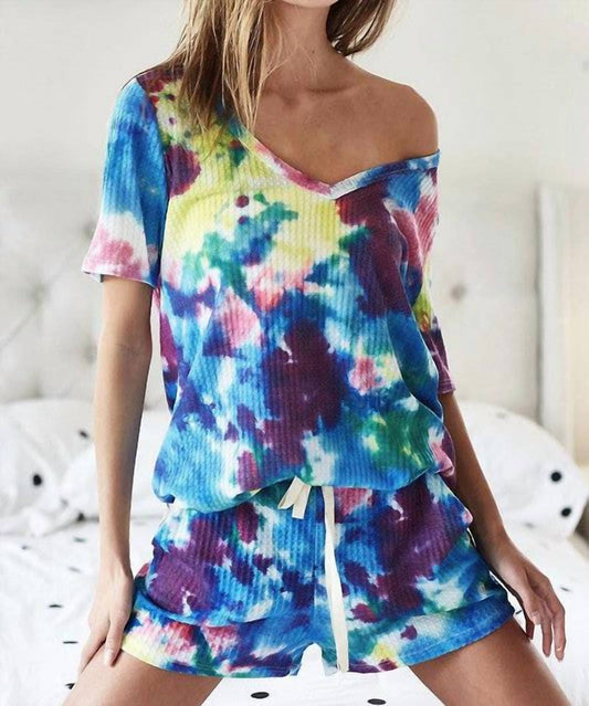 Bibi - Waffle Tie Dye Shorts