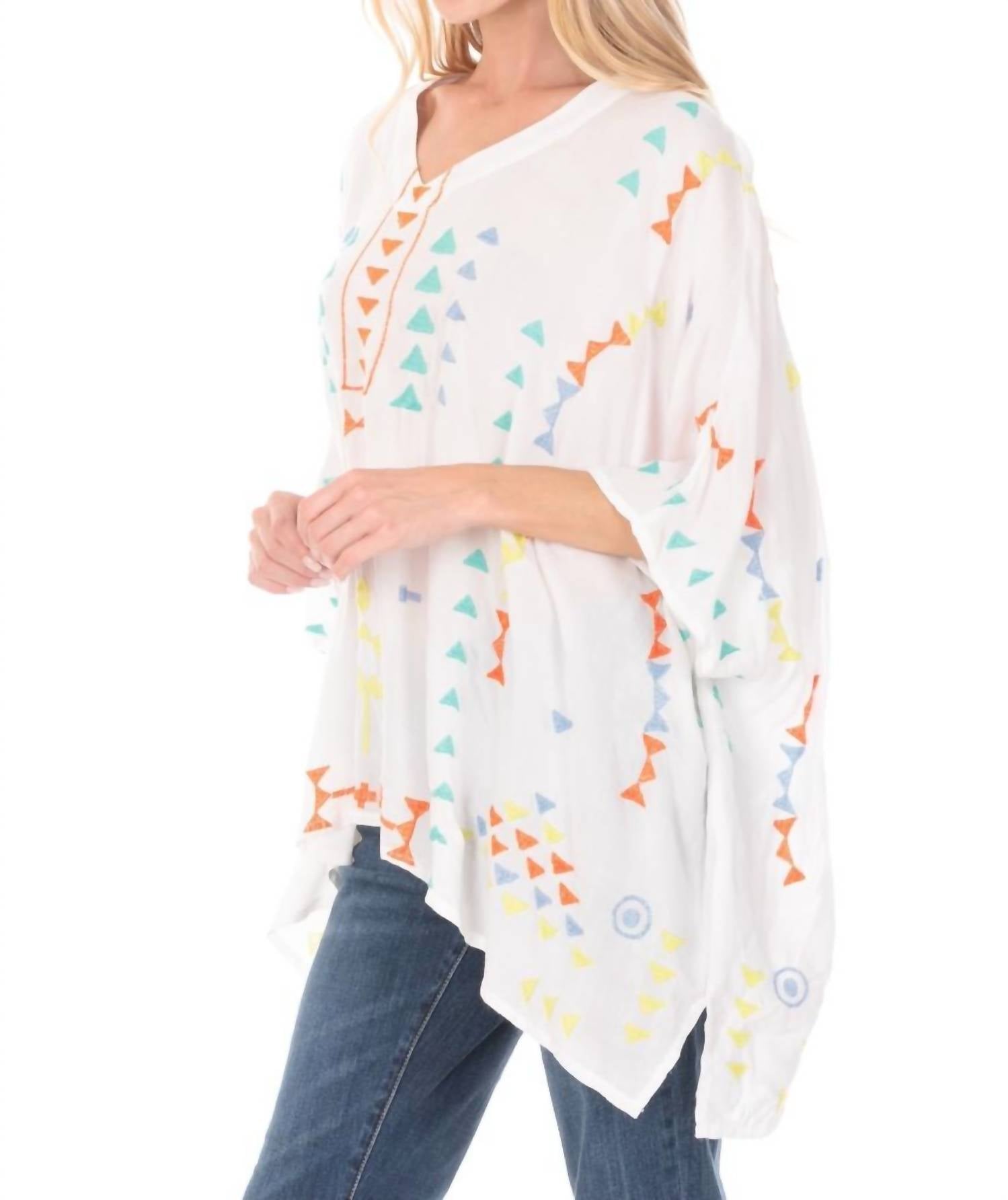 Apny - V Neck Poncho Tunic Top