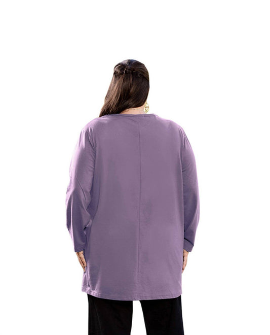 On The Plus Side - Jersey V-Neck Long Sleeve Tunic - Plus
