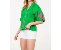 Thml - Embroidered Puff Sleeve Top