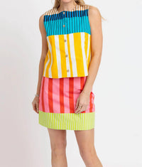 Karlie - Women's Marlowe Stripe Sleeveless Button Up Top