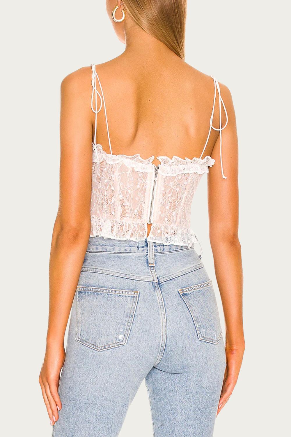 JULES RUFFLED LACE CROP TOP