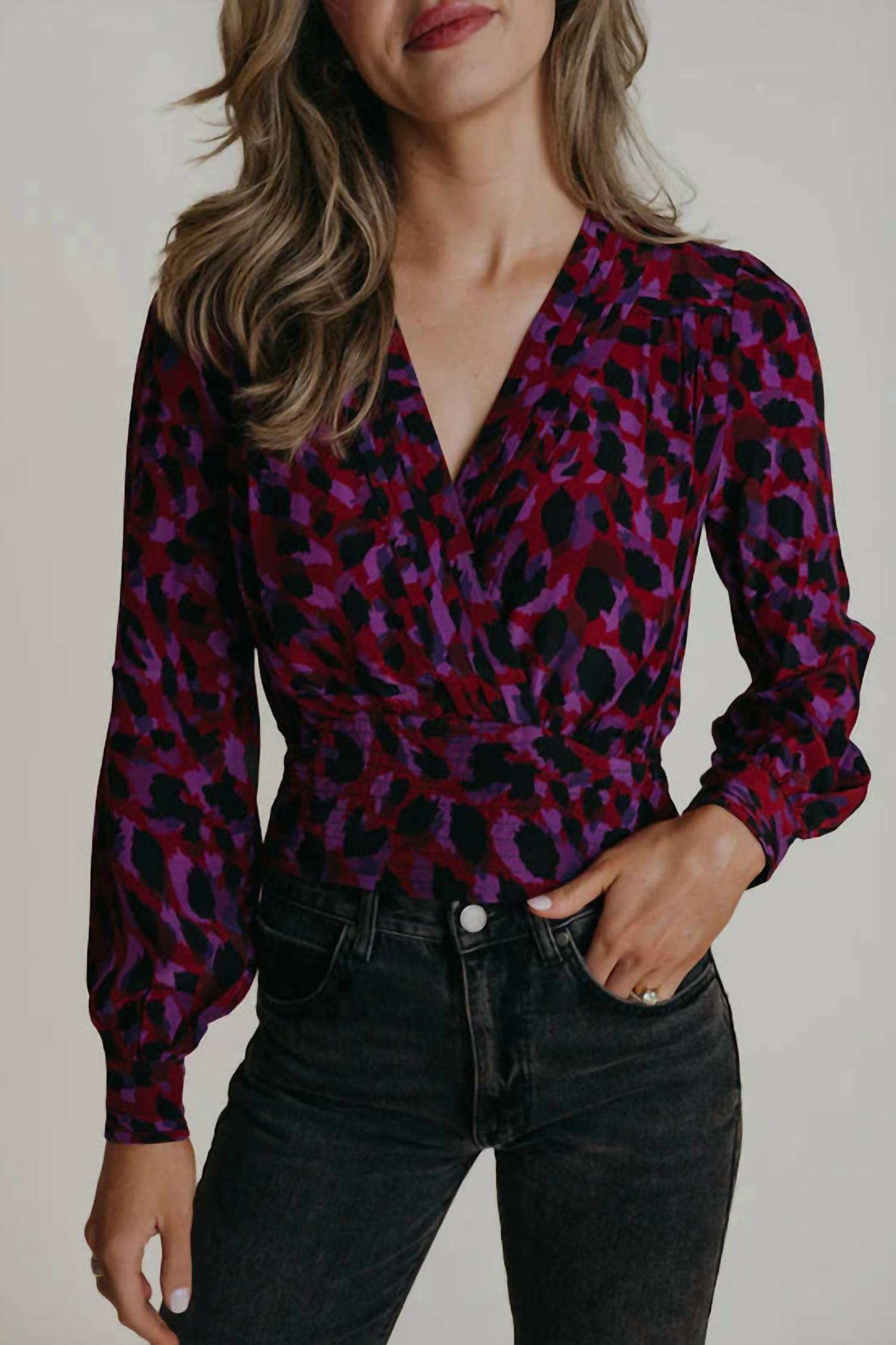 LAROQUE Avery Top in paint stroke - women's blouse - alternate view