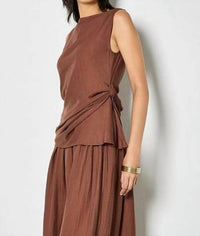 Apricot - Side Knot Detail High Neck Top