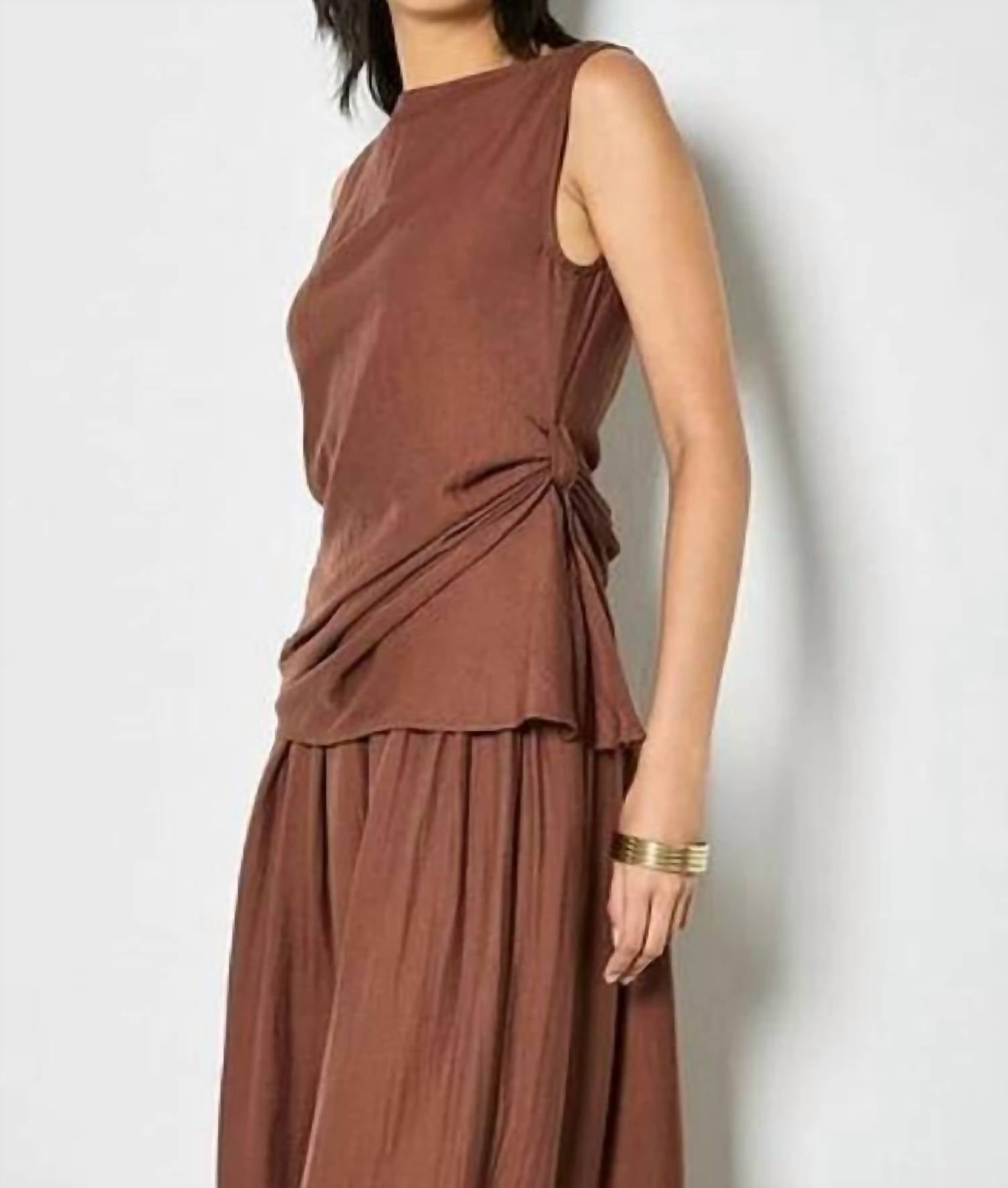 Apricot - Side Knot Detail High Neck Top
