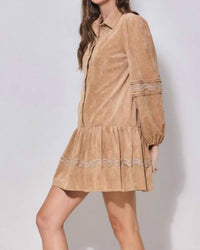 Able - Faux Suede Babydoll Dress