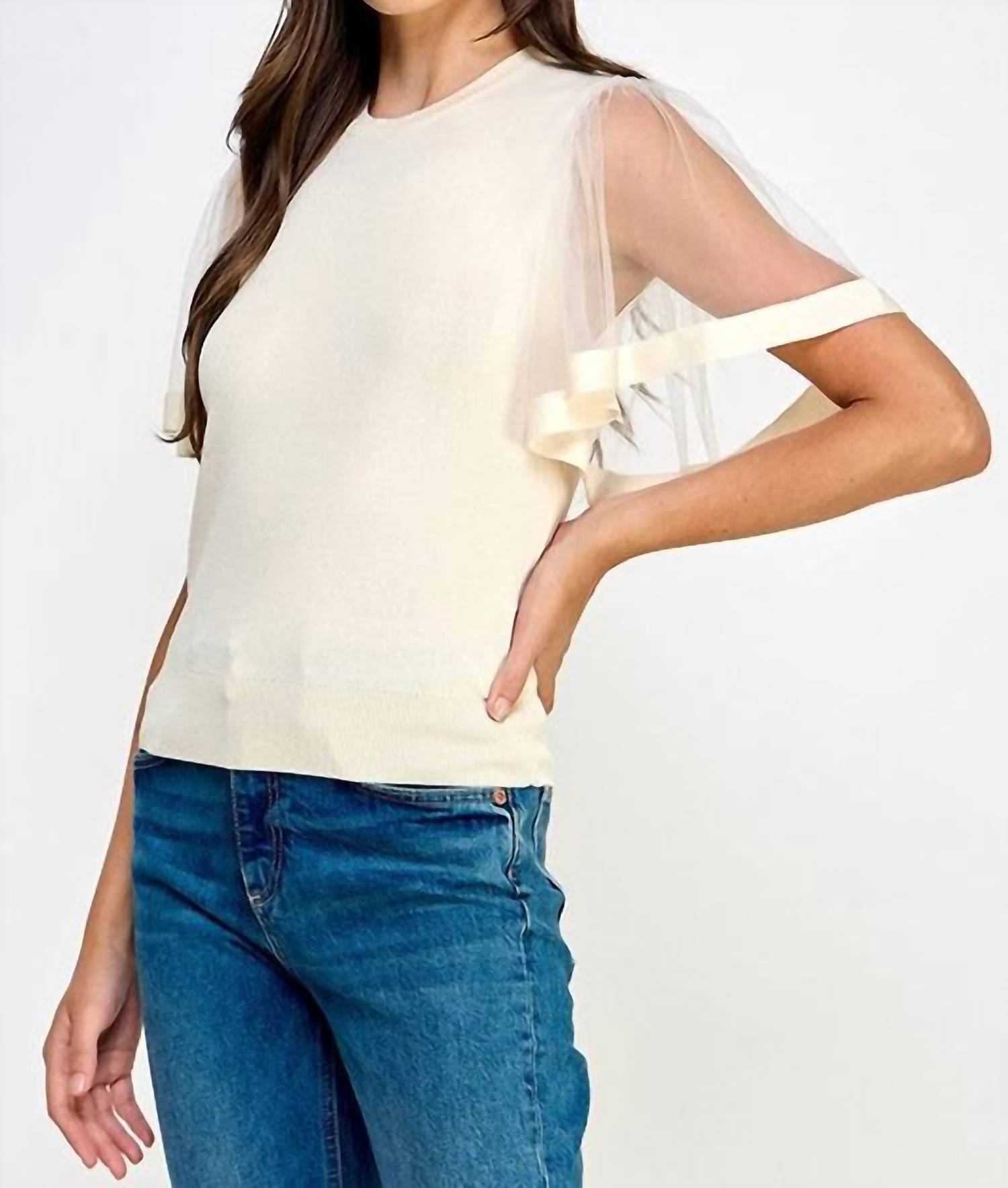 ELLISON Whispers Top in ivory - women's blouse - detail view