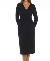 Joseph Ribkoff - Women's Knot Front Slit Midi Sheath Dress
