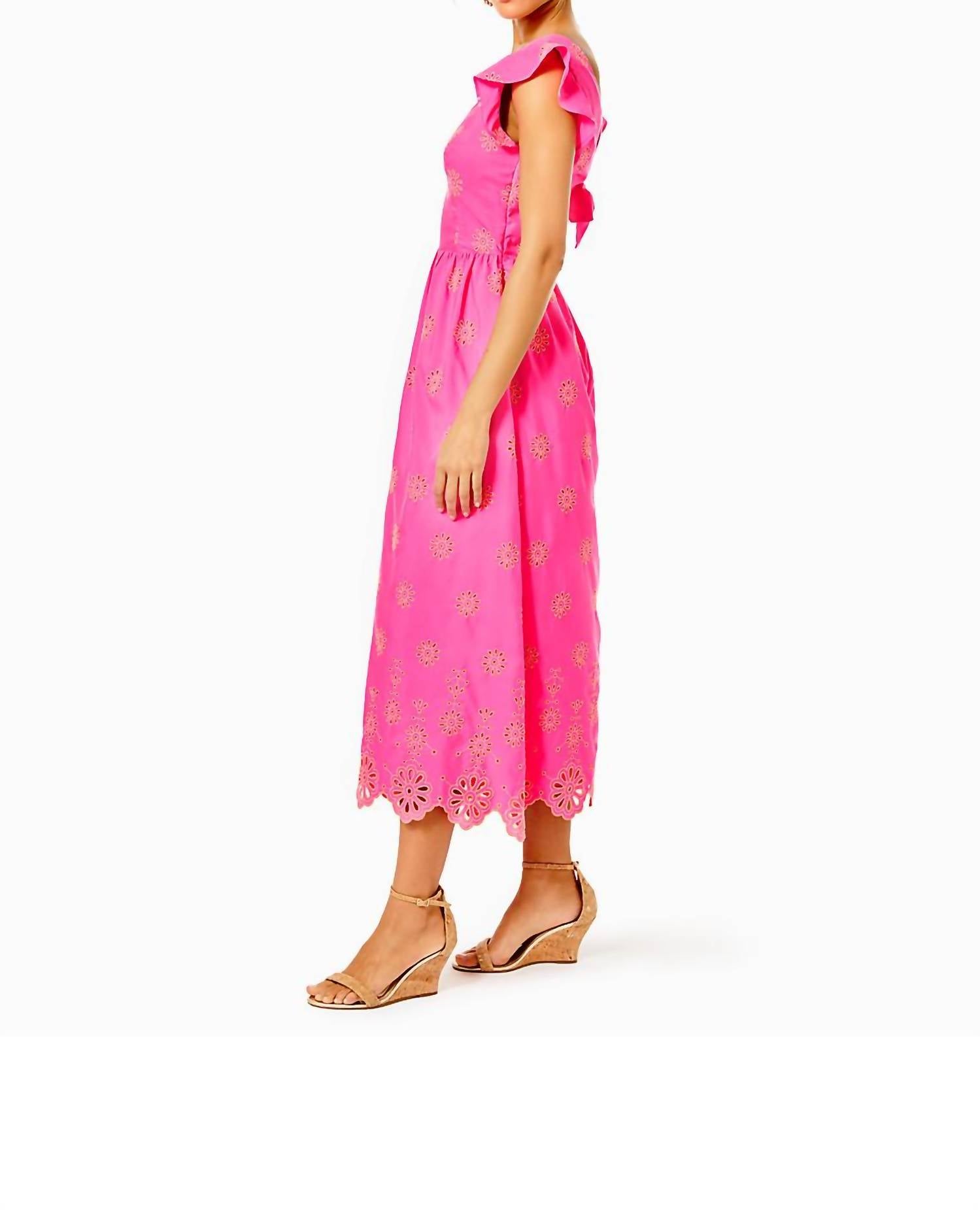 Lilly Pulitzer - Lillyanne Flutter Sleeve Eyelet Midi Dress
