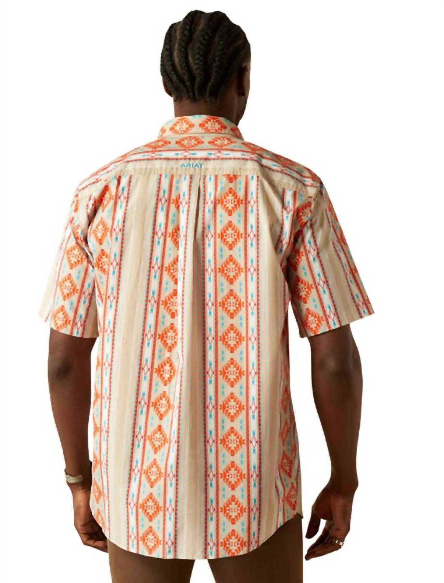 ARIAT Men's Casual Series Wade Shirt in tan - men's shirt - detail view