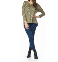 Papillon - Gold Foiled Polka Dot High Low Stretchy Top