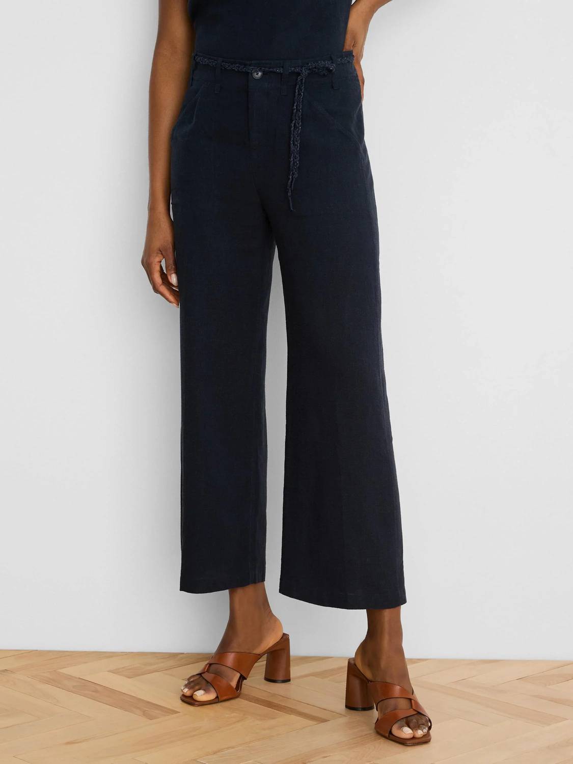 Nic + Zoe - Eliot Wide Leg Rumba Linen Belted Crop Pant